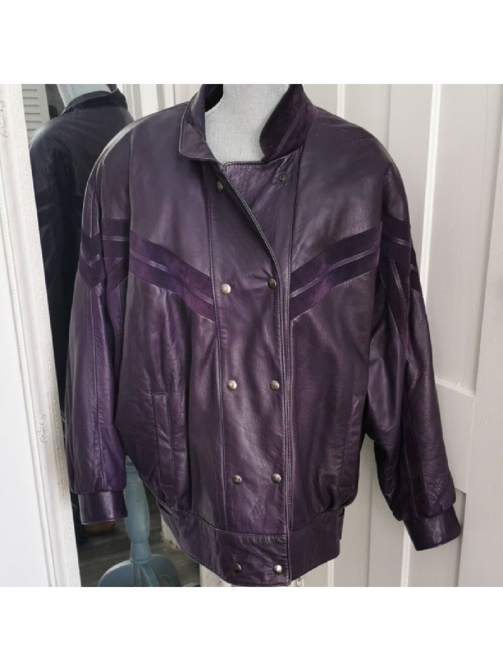 Vintage 80s oversized bomber purple jacket by Jeno de Paris.Madonnavibes Size 14